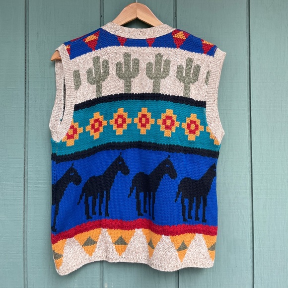 Southwestern Knit Sweater Vest - Vintage Sweater Loft - Size Large - Picture 2 of 5